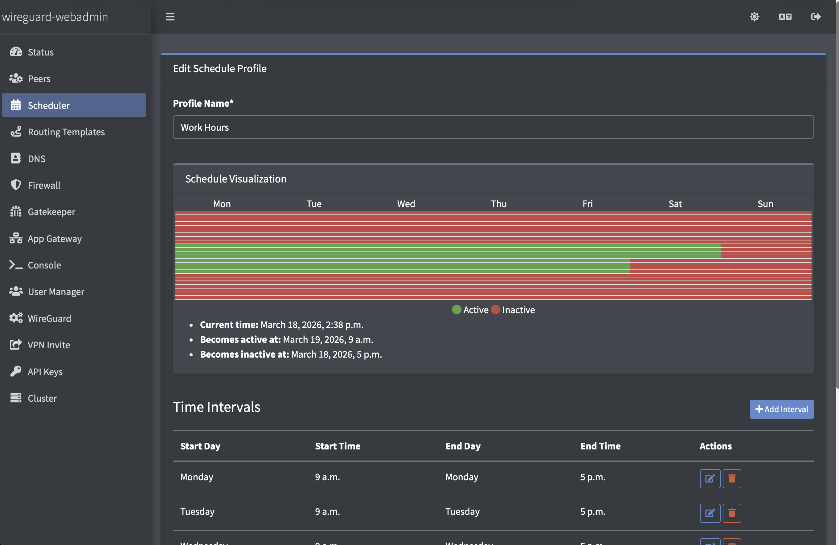 Peer scheduling interface