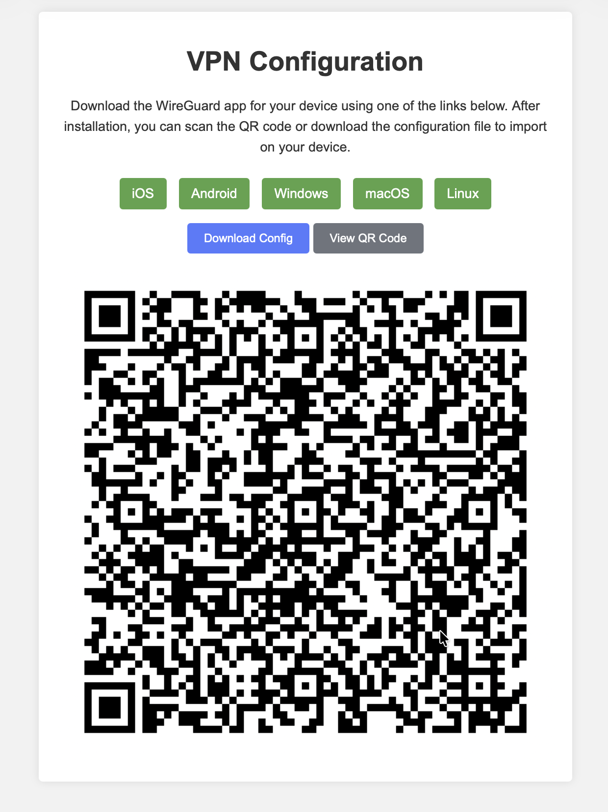 VPN invite link with QR code